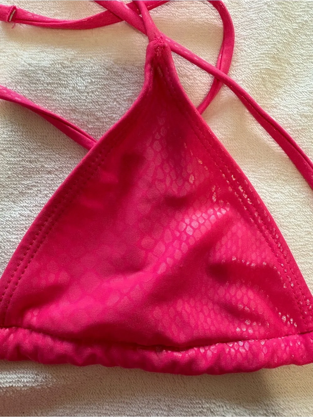 SHEIN Hot Pink Tie-Side Triangle Bikini Set